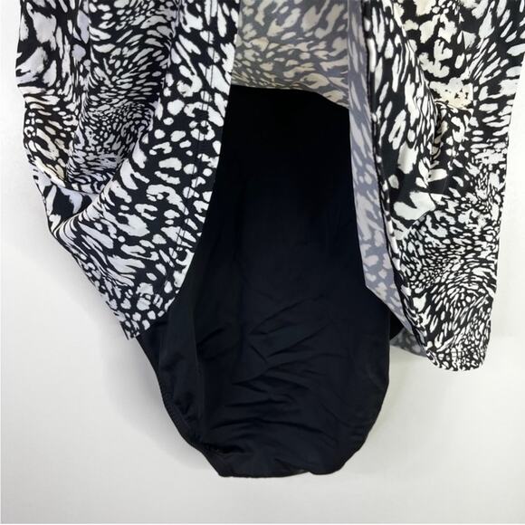 Swim Solutions Printed Flyaway Fauxkini One piece black white - 18W - Picture 10 of 14